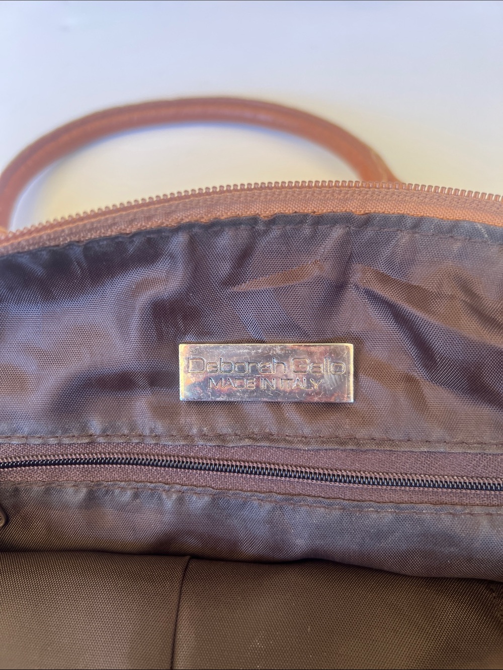 Deborah Gallo Classic Brown Leather Satchel Handbag - Picture 5 of 7